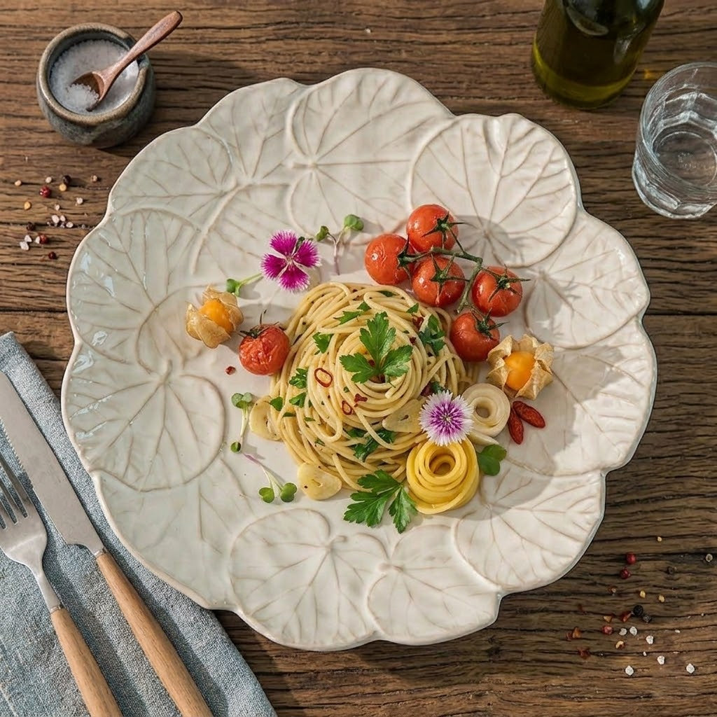 Retro Kiln-Glazed 8-Inch Leaf Plate